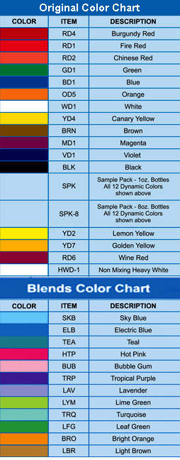 Fusion Ink Color Chart